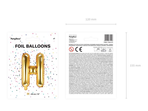 Foil Balloon Letter ''H'', 35cm, gold