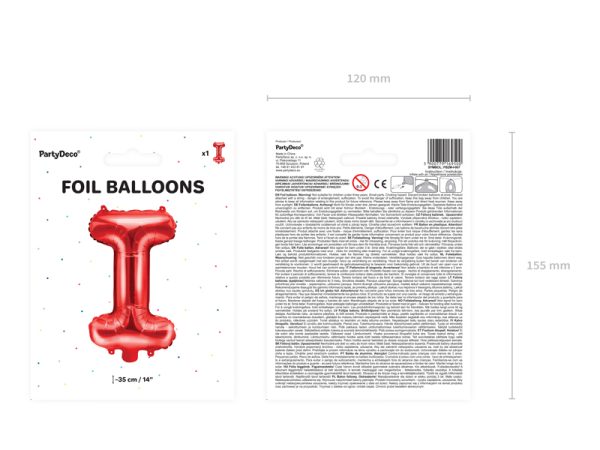 Foil Balloon Letter ''I'', 35cm, red