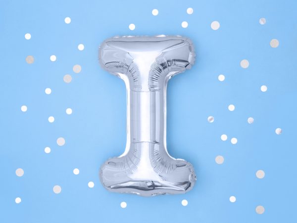 Foil Balloon Letter ''I'', 35cm, silver