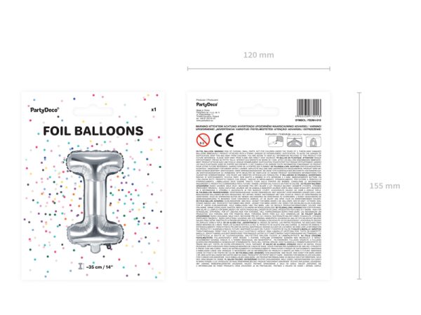 Foil Balloon Letter ''I'', 35cm, silver