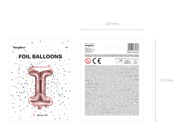 Foil Balloon Letter ''I'', 35cm, rose gold