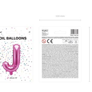 Foil Balloon Letter ''J'', 35cm, dark pink