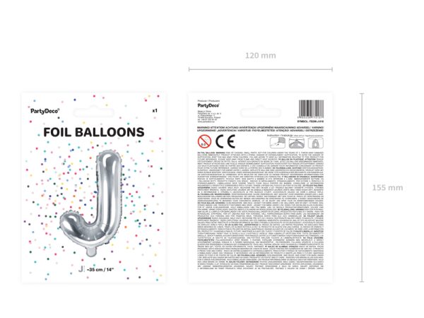Foil Balloon Letter ''J'', 35cm, silver