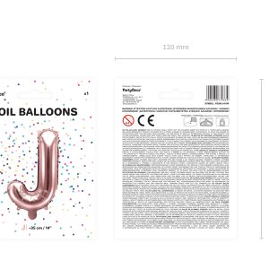 Foil Balloon Letter ''J'', 35cm, rose gold