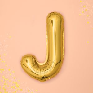 Foil Balloon Letter ''J'', 35cm, gold