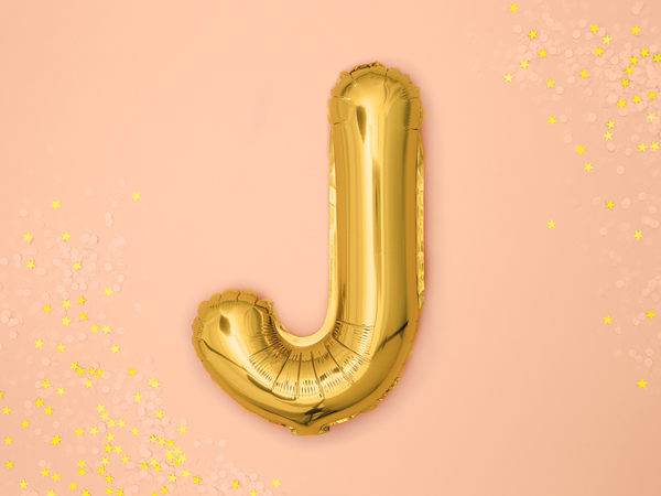 Foil Balloon Letter ''J'', 35cm, gold