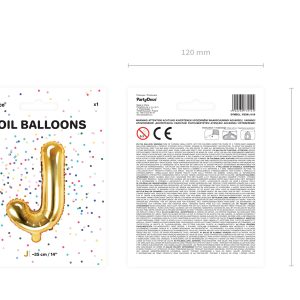 Foil Balloon Letter ''J'', 35cm, gold