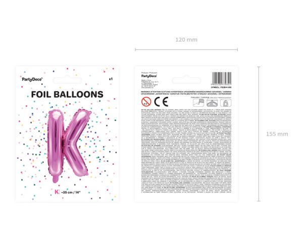 Foil Balloon Letter ''K'', 35cm, dark pink