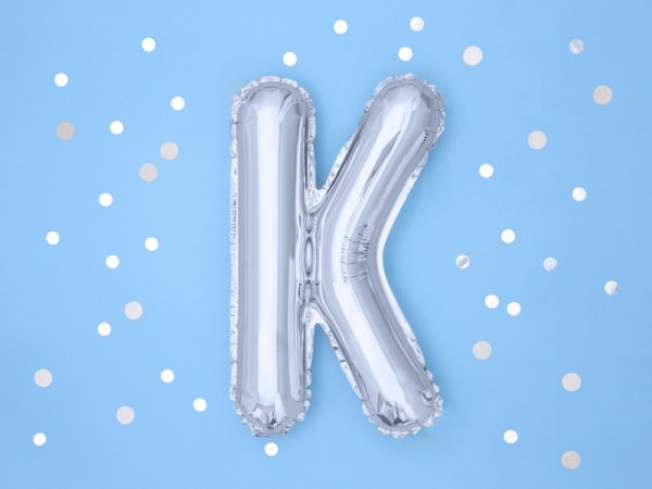 Foil Balloon Letter ''K'', 35cm, silver