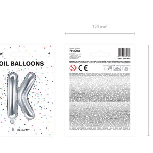 Foil Balloon Letter ''K'', 35cm, silver