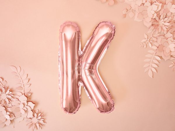 Foil Balloon Letter ''K'', 35cm, rose gold