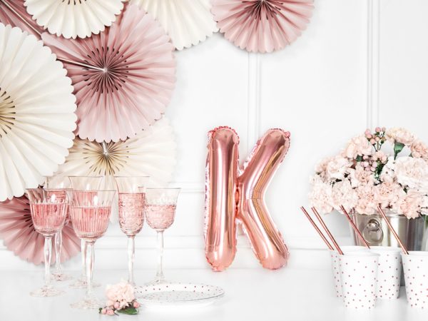 Foil Balloon Letter ''K'', 35cm, rose gold