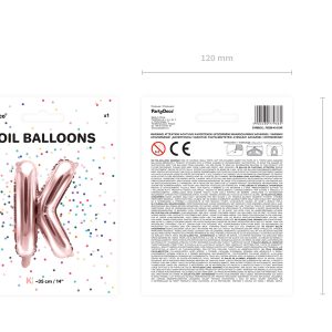 Foil Balloon Letter ''K'', 35cm, rose gold