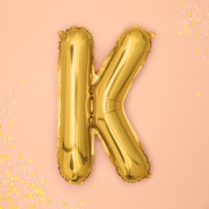 Foil Balloon Letter ''K'', 35cm, gold