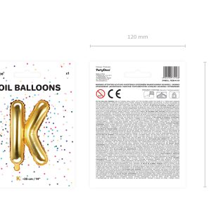 Foil Balloon Letter ''K'', 35cm, gold