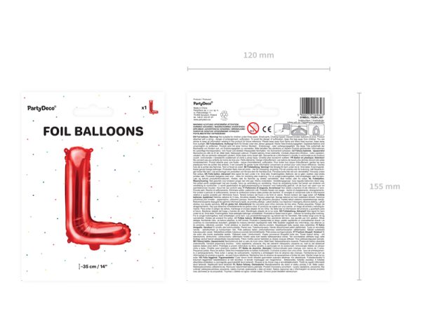 Foil Balloon Letter ''L'', 35cm, red