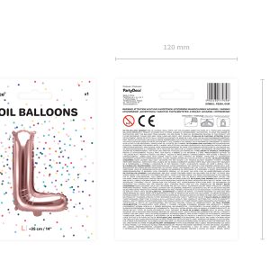 Foil Balloon Letter ''L'', 35cm, rose gold