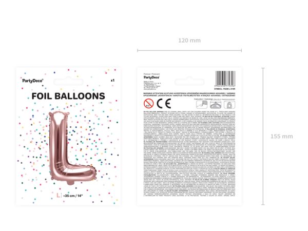 Foil Balloon Letter ''L'', 35cm, rose gold