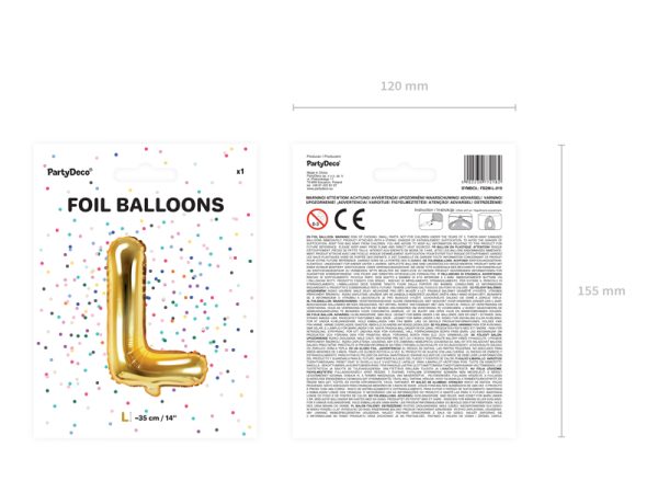 Foil Balloon Letter ''L'', 35cm, gold