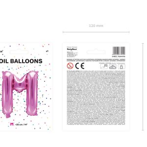 Foil Balloon Letter ''M'', 35cm, dark pink