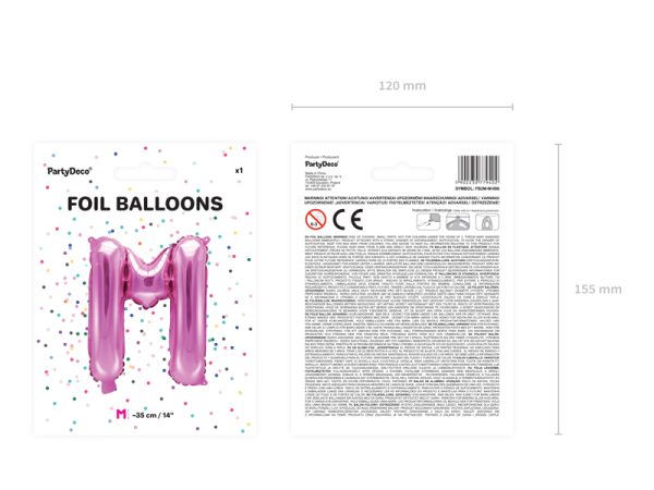 Foil Balloon Letter ''M'', 35cm, dark pink