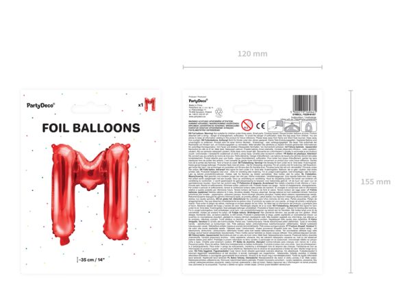 Foil Balloon Letter ''M'', 35cm, red