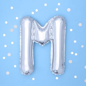 Foil Balloon Letter ''M'', 35cm, silver