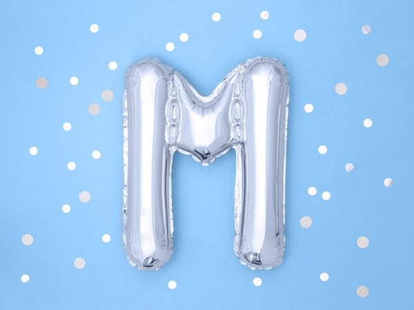 Foil Balloon Letter ''M'', 35cm, silver