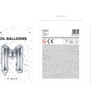 Foil Balloon Letter ''M'', 35cm, silver