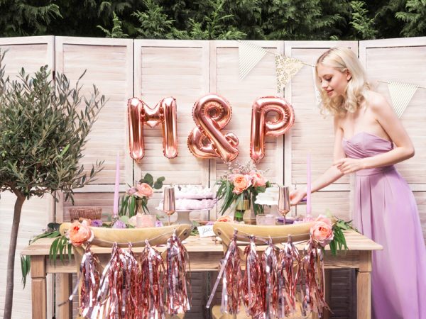 Foil Balloon Letter ''M'', 35cm, rose gold