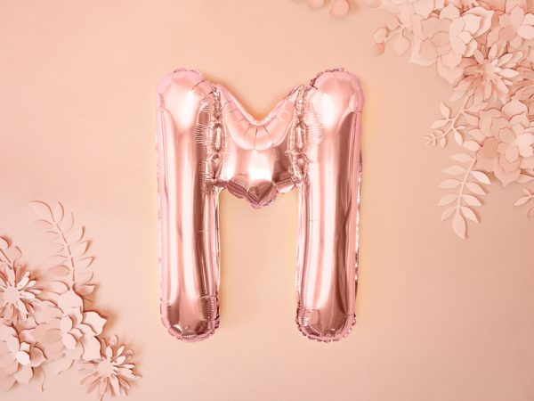 Foil Balloon Letter ''M'', 35cm, rose gold