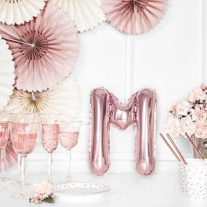 Foil Balloon Letter ''M'', 35cm, rose gold