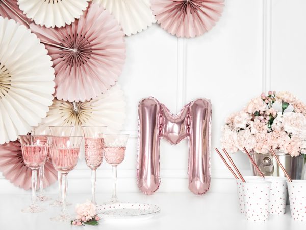 Foil Balloon Letter ''M'', 35cm, rose gold