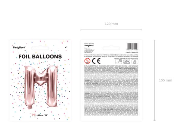 Foil Balloon Letter ''M'', 35cm, rose gold