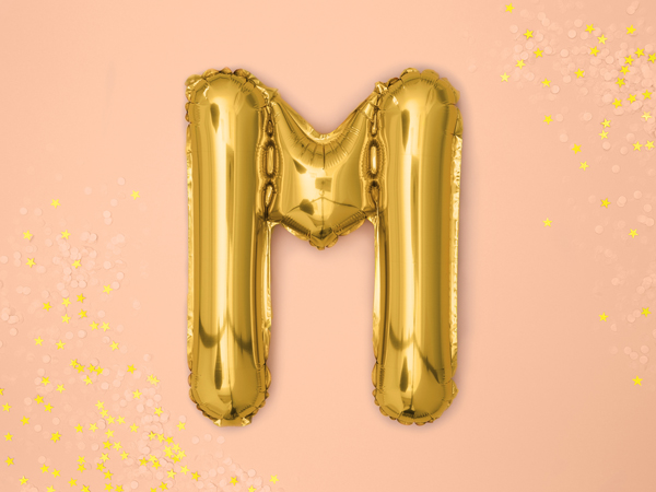 Foil Balloon Letter ''M'', 35cm, gold