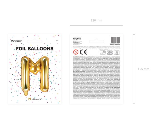 Foil Balloon Letter ''M'', 35cm, gold