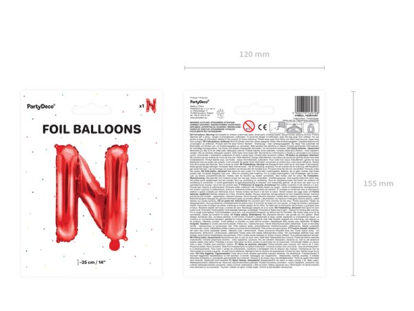 Foil Balloon Letter ''N'', 35cm, red