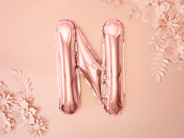 Foil Balloon Letter ''N'', 35cm, rose gold