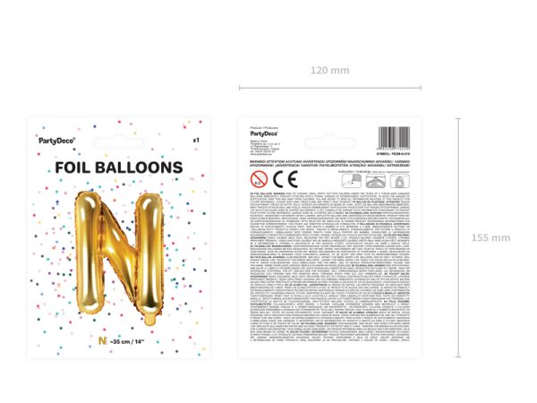 Foil Balloon Letter ''N'', 35cm, gold