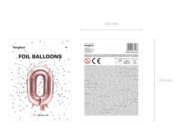 Foil Balloon Letter ''O'', 35cm, rose gold