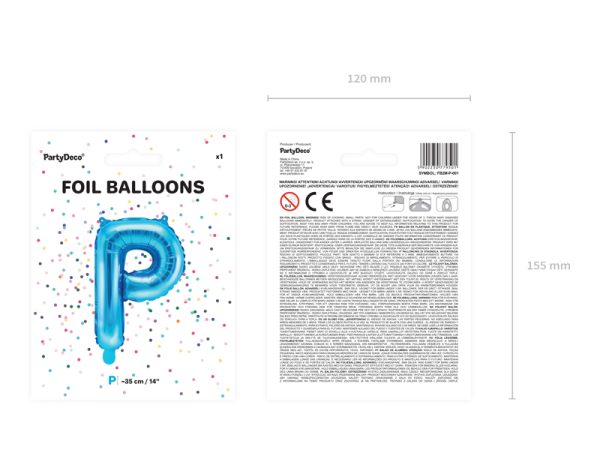Foil Balloon Letter ''P'', 35cm, blue
