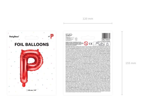 Foil Balloon Letter ''P'', 35cm, red