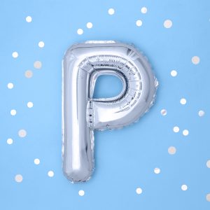 Foil Balloon Letter ''P'', 35cm, silver, 1piece