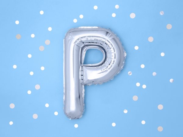 Foil Balloon Letter ''P'', 35cm, silver, 1piece