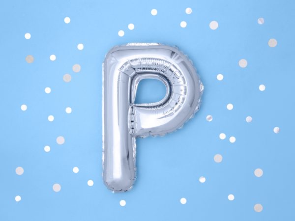 Foil Balloon Letter ''P'', 35cm, silver, 1piece