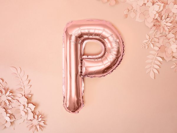 Foil Balloon Letter ''P'', 35cm, rose gold