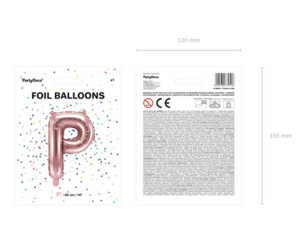 Foil Balloon Letter ''P'', 35cm, rose gold