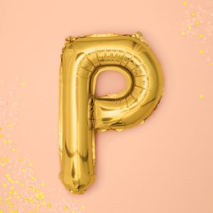 Foil Balloon Letter ''P'', 35cm, gold, 1piece
