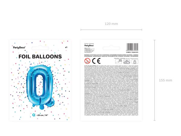 Foil Balloon Letter ''Q'', 35cm, blue