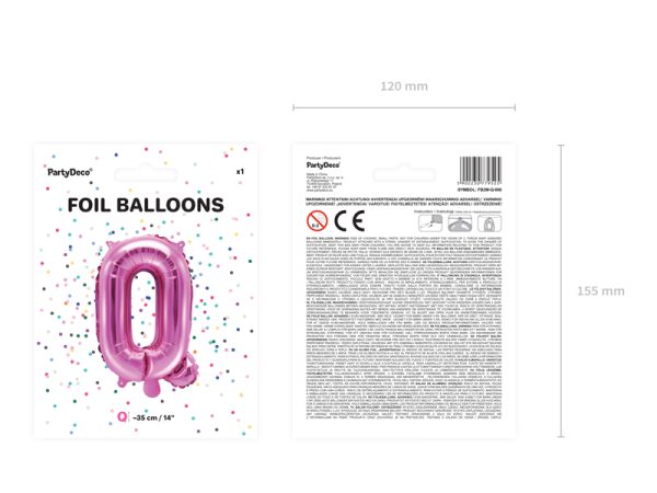Foil Balloon Letter ''Q'', 35cm, dark pink